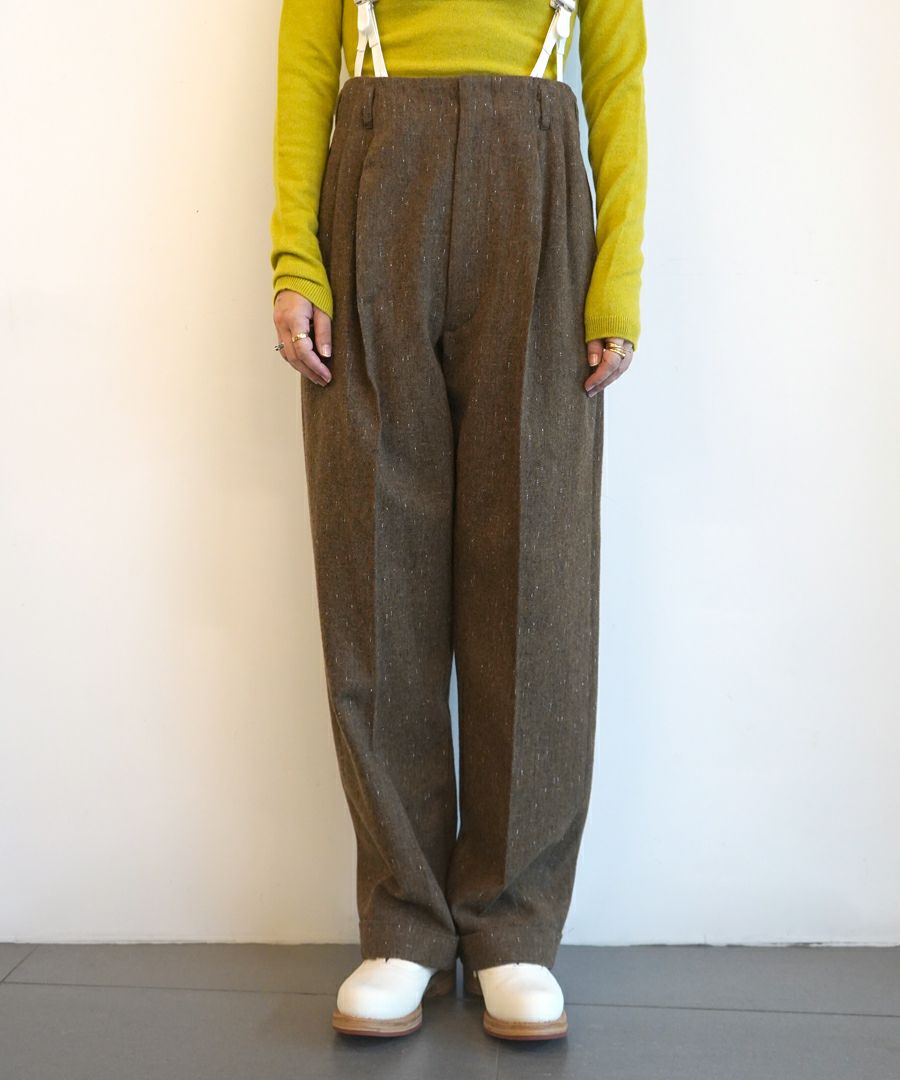 FUMIKA＿UCHIDA＞SPLASHED PATTERN WIDE TAPERED PANTS | MAKES ONLINE