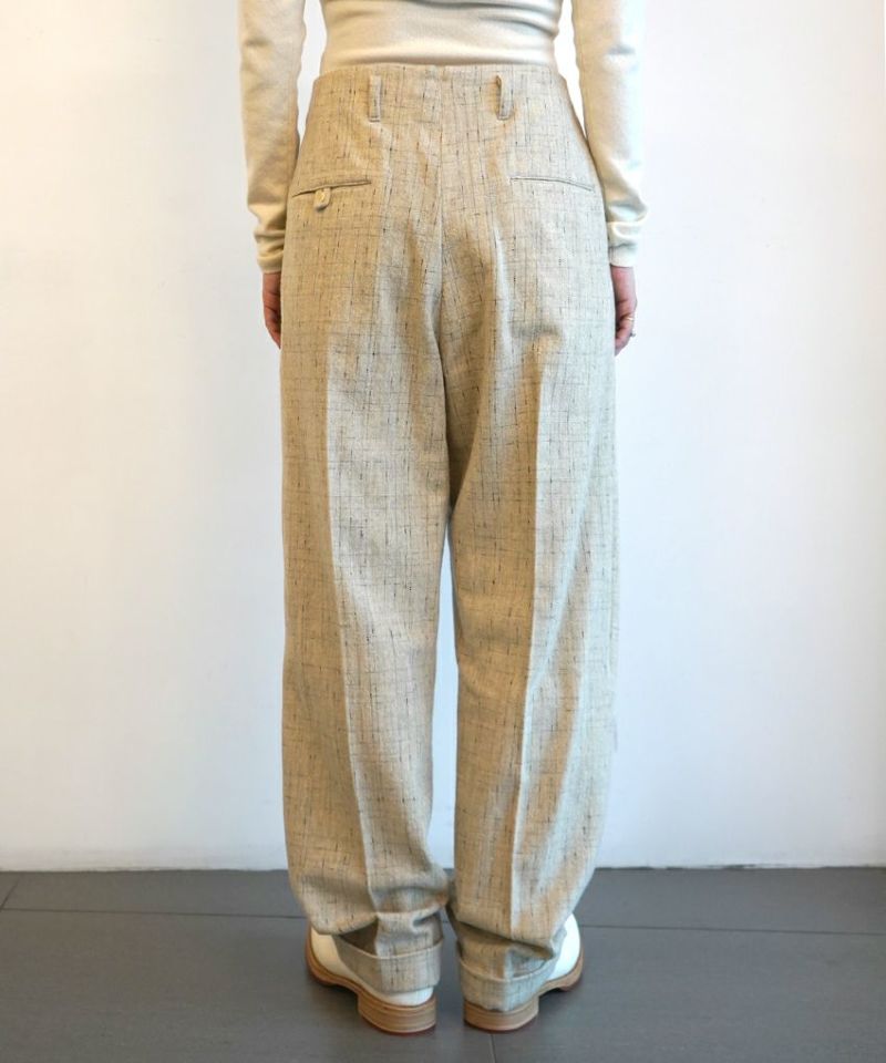 FUMIKA＿UCHIDA＞SPLASHED PATTERN WIDE TAPERED PANTS | MAKES ONLINE