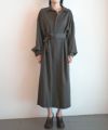 ＜seya.＞BLOUSED SHIRT DRESS / HARD TWISTED WOOL MESH