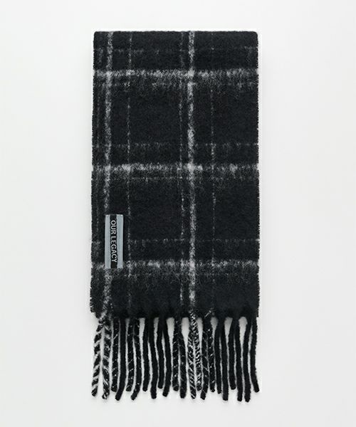 ＜OUR LEGACY＞ESTATE SCARF -Black Fuzzy Alpaca Check-