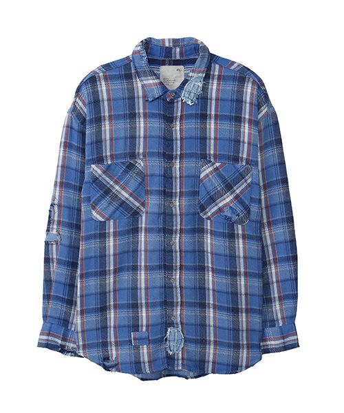 ＜MADNESS＞SHREDDED CHECK SHIRT