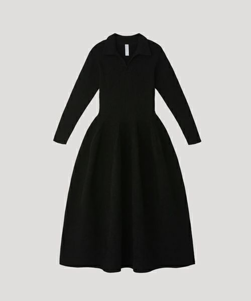 ＜CFCL＞POTTERY VELVET LONG SLEEVE POLO DRESS(BLACK)