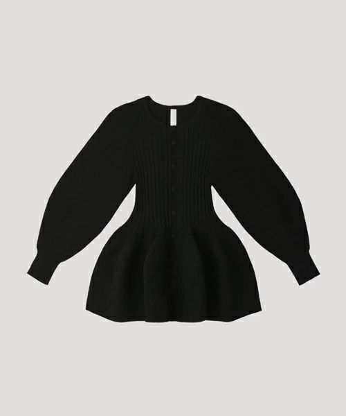 ＜CFCL＞POTTERY VELVET PUFF SLEEVE CARDIGAN(BLACK)