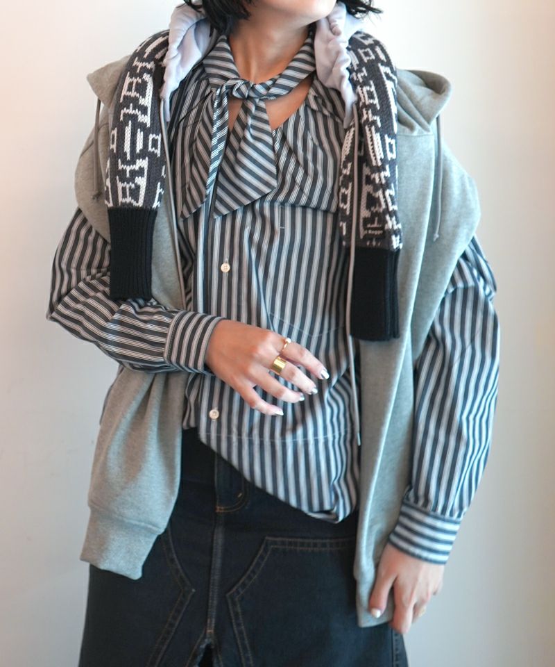 Meryll Rogge>HOOD W/SLEEVES AND SCARF(GREY) | MAKES ONLINE Meryll Rogge>HOOD W/SLEEVES AND SCARF(GREY) | MAKES ONLINE