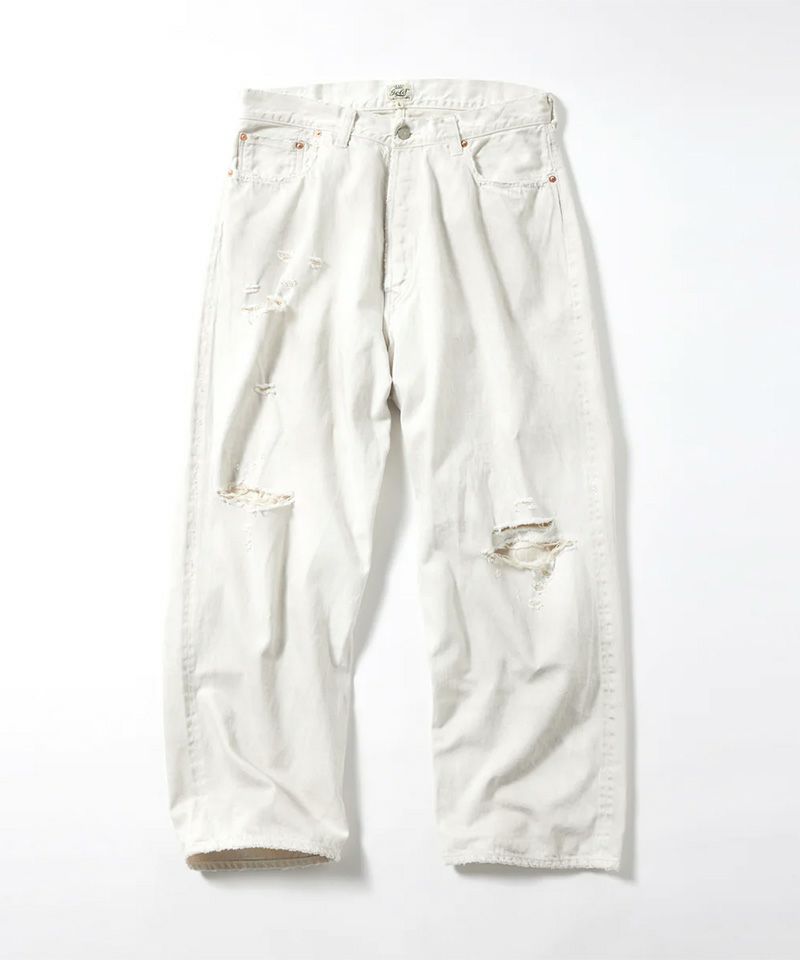 ＜GOLD＞RECYCLED WASTE SUVIN COTTON YARN 11.5oz. DENIM 5POCKET WIDE PANTS VINTAGE WASHED