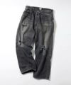 ＜GOLD＞RECYCLED WASTE SUVIN COTTON YARN 11.5oz. DENIM 5POCKET WIDE PANTS VINTAGE WASHED