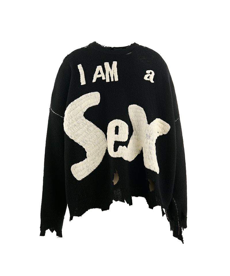 ＜SAINT MICHAEL＞SP_CREW KNT / I AM A / BLACK