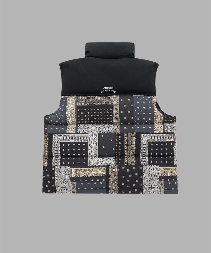 ALWAYS OUT OF STOCK / PAISLEY COMBINATION DOWN VEST/ダウンベスト/M/BLK/HA-024202110 ALWAYS OUT OF STOCK＞PAISLEY COMBINATION DOWN VEST | MAKES ONLINE