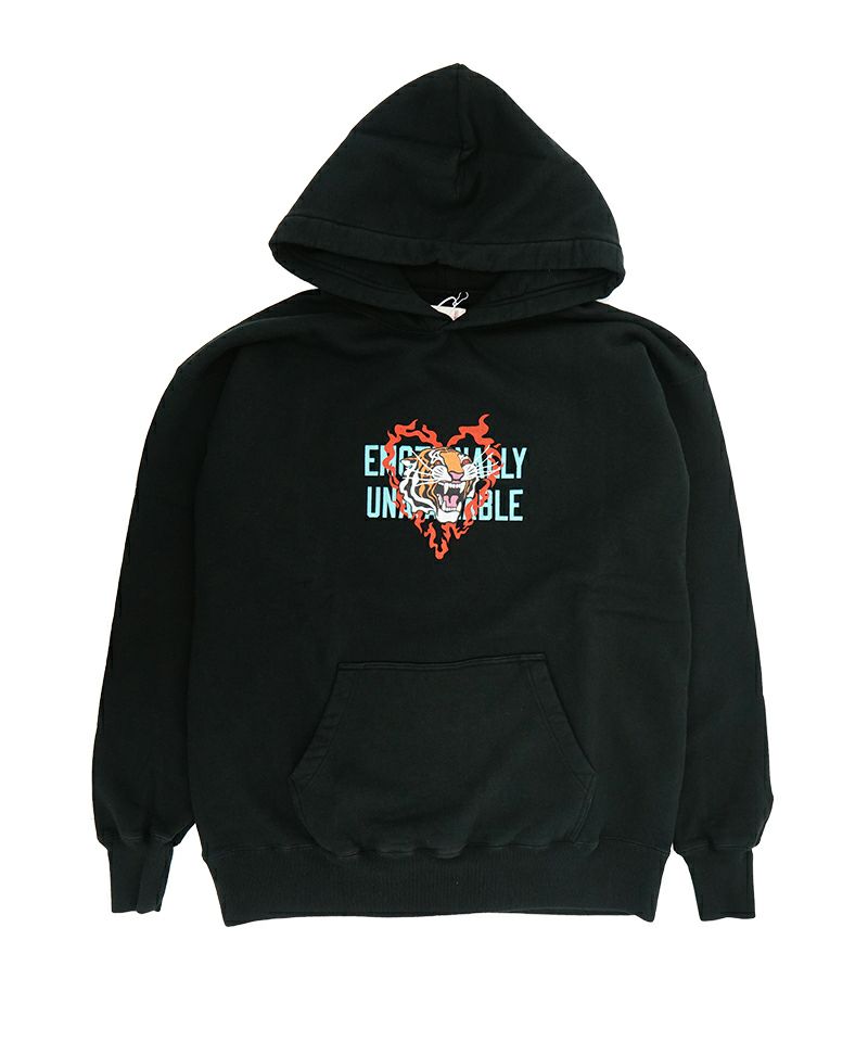 ＜EMOTIONALLY UNAVAILABLE＞HEART TIGER HOODIE / BLACK