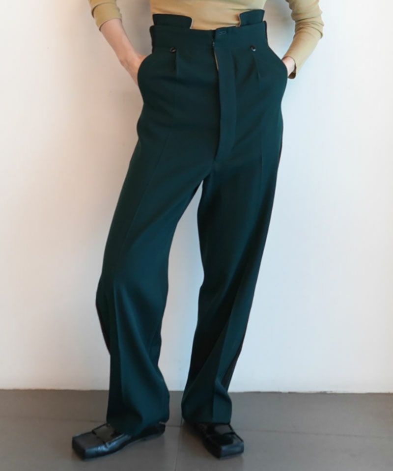 ＜FUMIKA＿UCHIDA＞HIGH-WEST BAND PANTS(Britishgreen/Black)