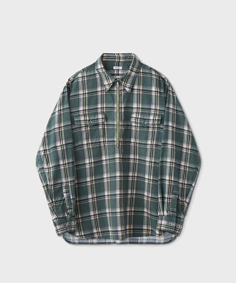 ＜PHIGVEL＞PRINT FLANNEL HALF ZIP SHIRT