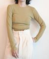 ＜FUMIKA＿UCHIDA＞GAUZE WAFFLE CREW-NECK TOP(KHAKI)