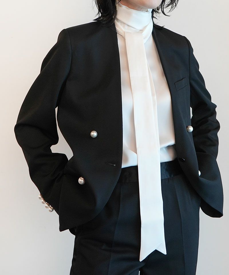 ＜CINOH＞BLACK FORMAL NO COLLAR JACKET