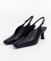 ＜Mame Kurogouchi＞Curved Line Sling Back Heels - black