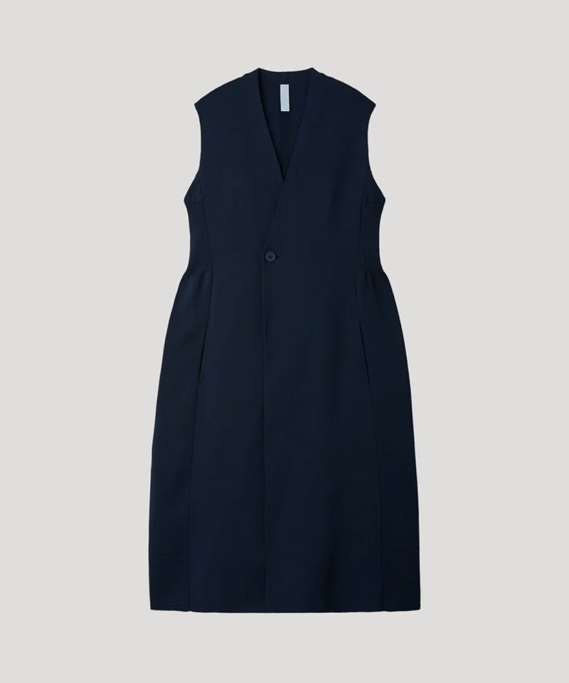 ＜CFCL＞MIRAN COLLARLESS LONG VEST(NAVY)