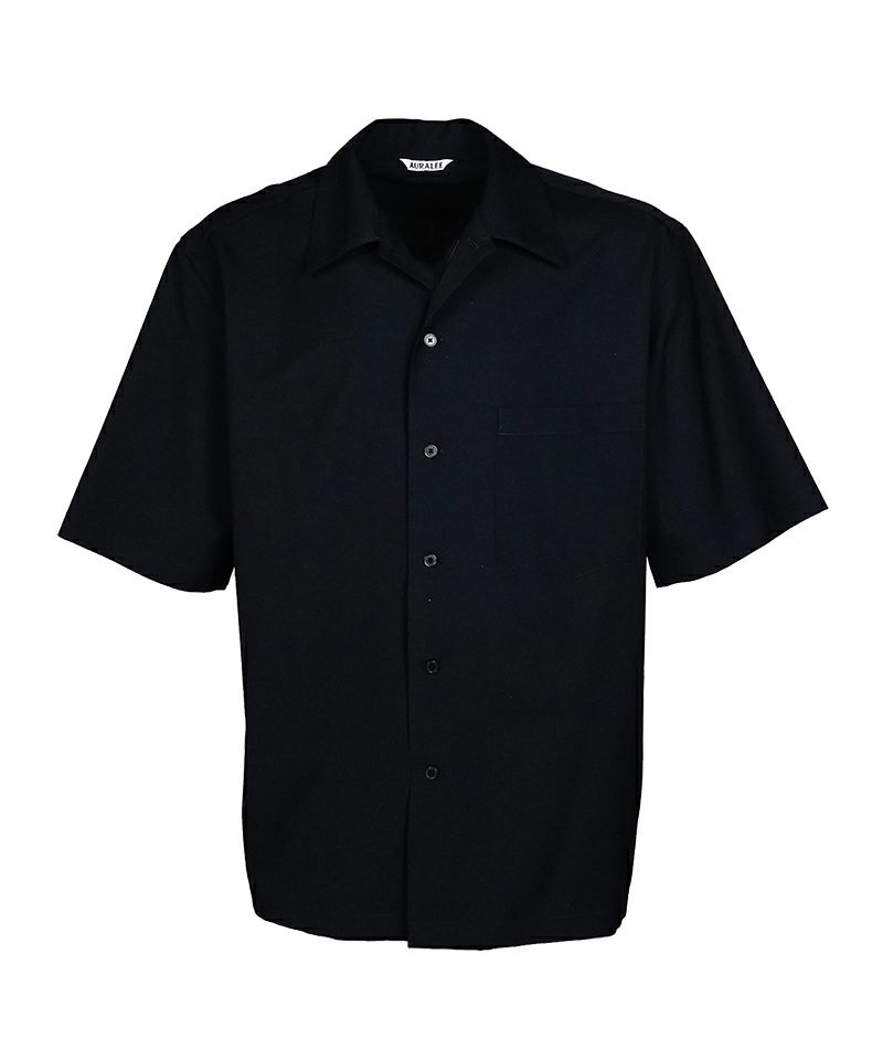 AURALEE＞SUPER FINE TROPICAL WOOL OPEN COLLAR HALF SLEEVED