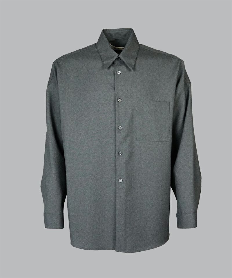 MARNI トロピカルウールシャツ　 長袖シャツ ディープブルー トロピカルウール製シャツ、コントラストバック | Marni