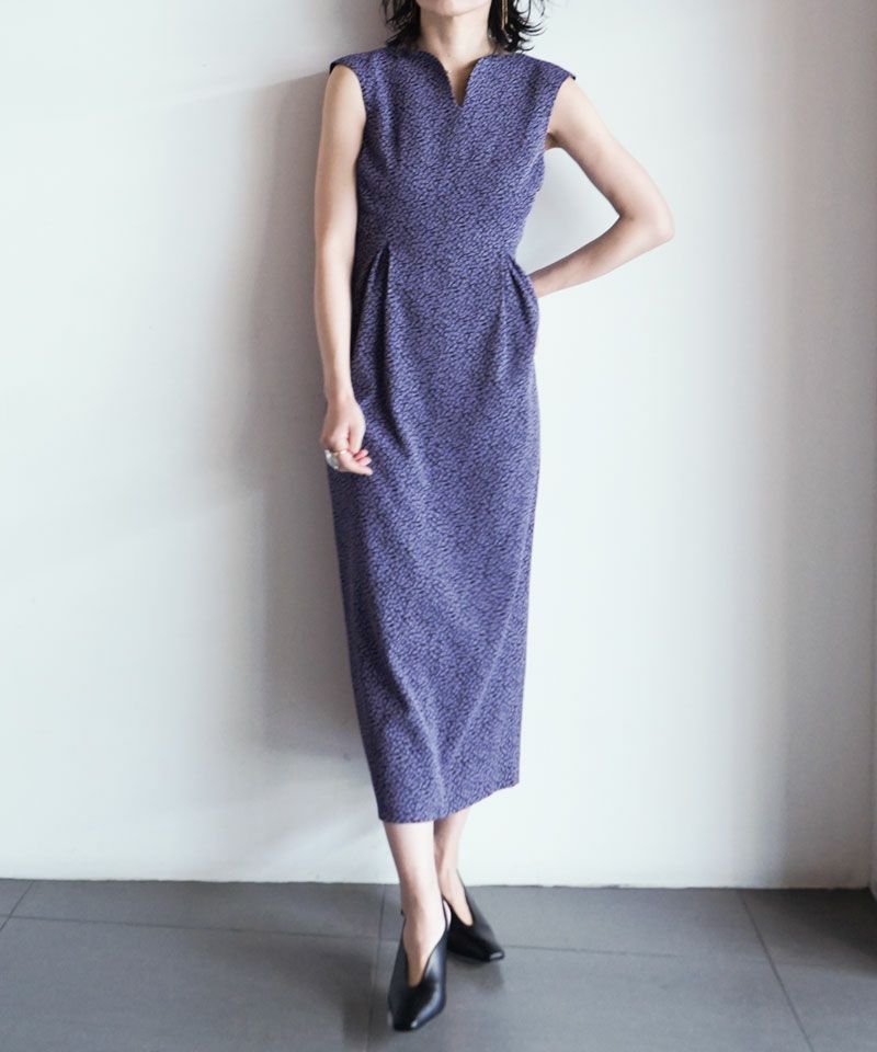 ＜Mame Kurogouchi＞Micro Floral Jacquard Dress - purple