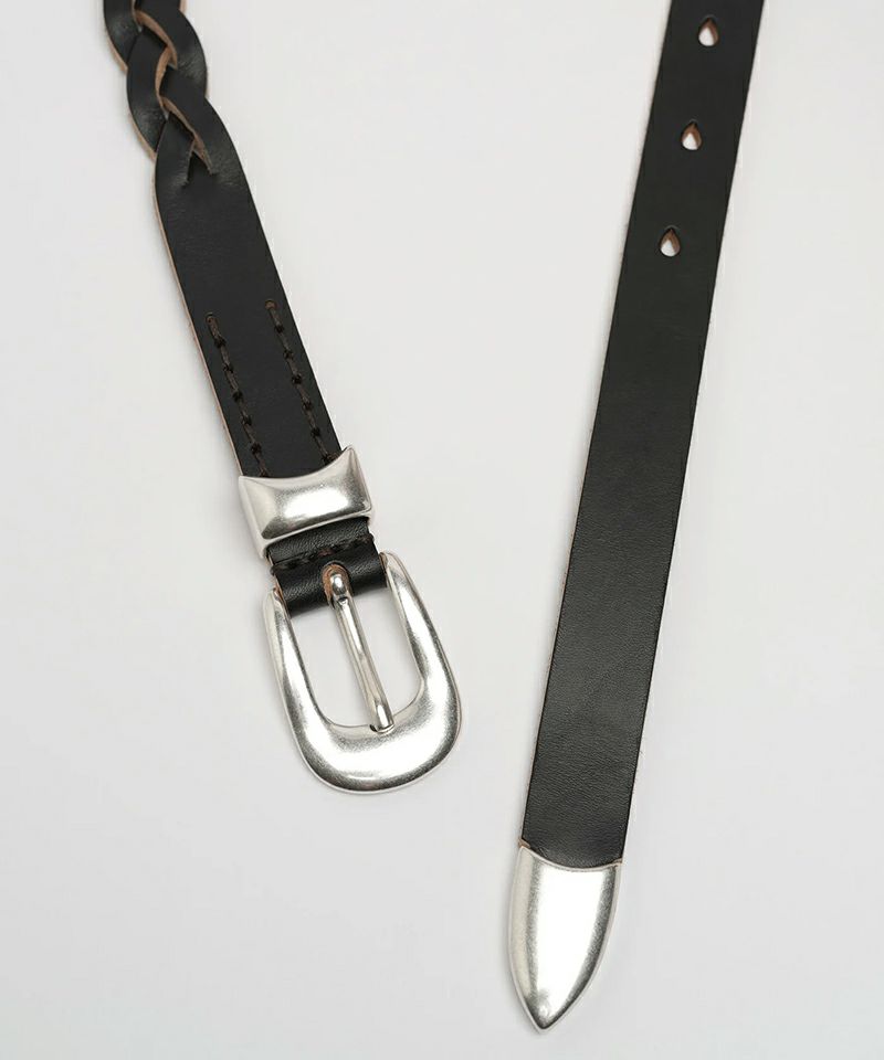 OUR LEGACY＞2 CM BRAIDED BELT-Black Leather | MAKES ONLINE STORE