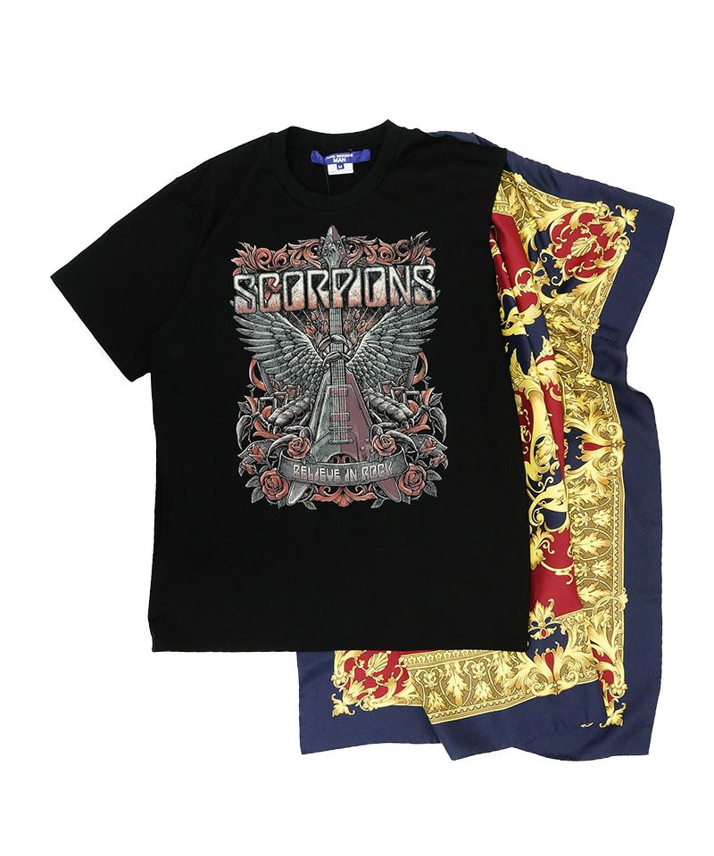 ＜JUNYAWATANABE MAN＞綿度詰天竺プリントSCORPIONS×シルクスカーフ