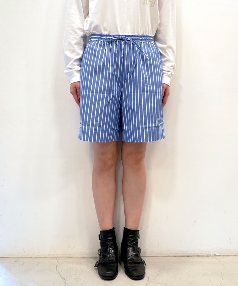 ＜BOWTE＞ITALIAN　SHIRT FABRIC SAX BLUE STRIPES SHORTS