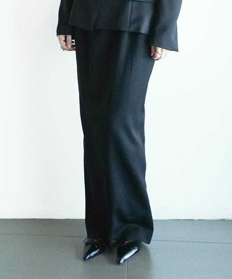 ＜GURTWEIN＞Wool gabardine gather-on-waist evening pencil skirt(black)