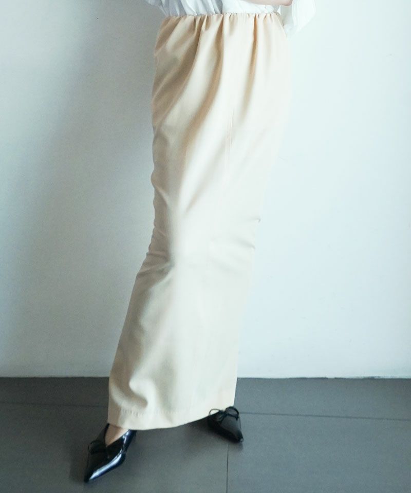 ＜GURTWEIN＞Wool gabardine gather-on-waist evening pencil skirt(beige)