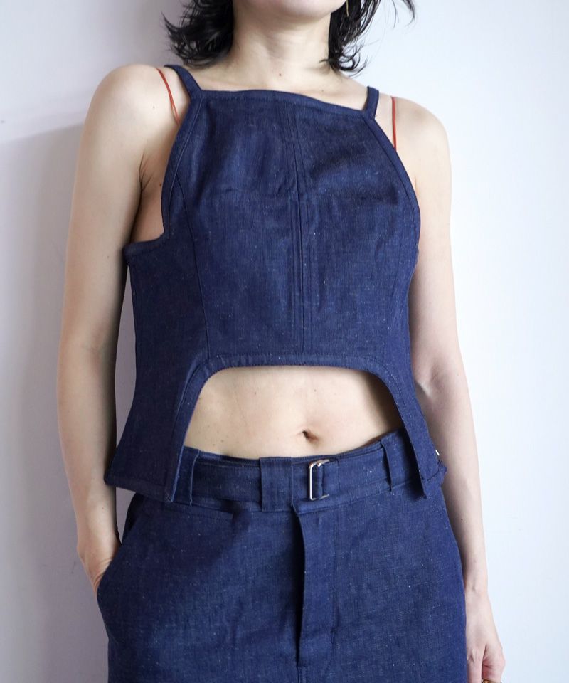 トップス fumikauchida Nepped Denim Square-NeckTop Nepped Denim Square-Neck Top | EUREKA FACTORY HEIGHTS