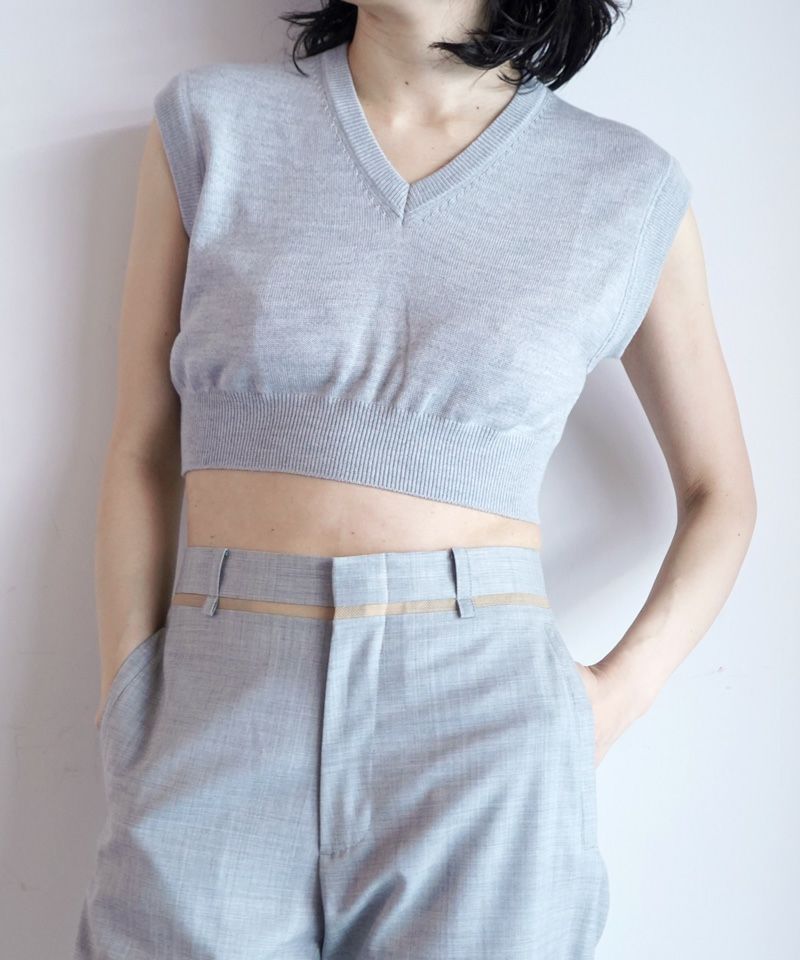 ＜FUMIKA＿UCHIDA＞KNITED V-NECK VEST(LIGHT GREY)