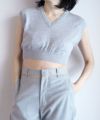 ＜FUMIKA＿UCHIDA＞KNITED V-NECK VEST(LIGHT GREY)