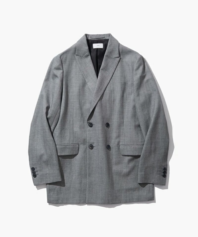 ＜ATON＞WOOL LINEN SHARKSKIN DOUBLE-BREASTED JACKET