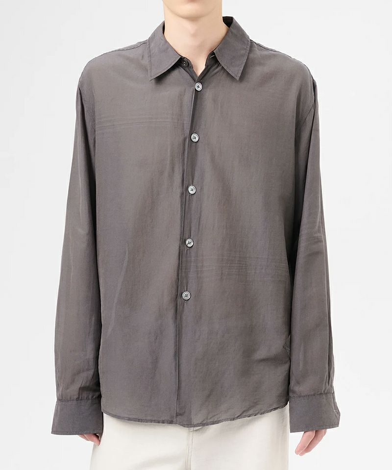 OUR LEGACY>BEYOND SHIRT -Charcoal Bordeaux Cotton Silk OUR LEGACY>BEYOND SHIRT -Charcoal Bordeaux Cotton Silk