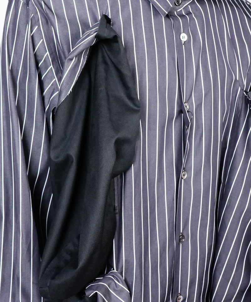 COMME des GARCONS HOMME PLUS ブロードクロスシャツ COMME des GARCONS HOMME PLUS＞綿ブロードストライプ×綿クロス