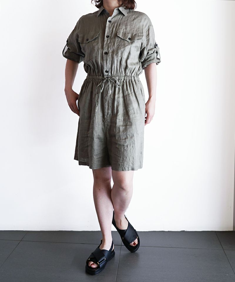 HYKE＞LINEN JUMPSUIT (LONG SLEEVE) | MAKES ONLINE STORE