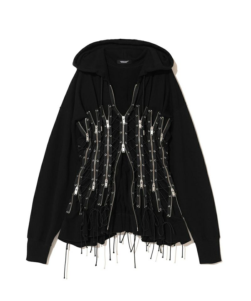 ＜UNDERCOVER＞ミニウラケハトメ レースアップジップパーカー