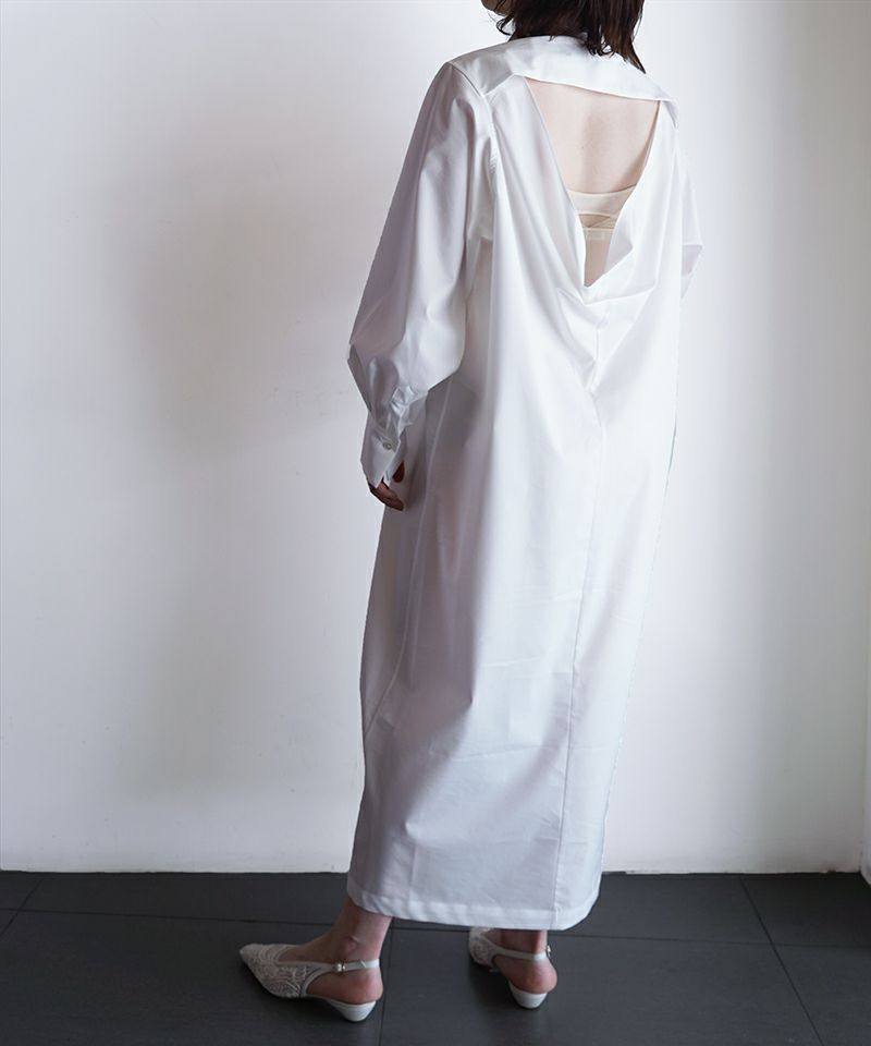 ＜CINOH＞SUPIMA C/PE/PU BACK DRAPE DRESS