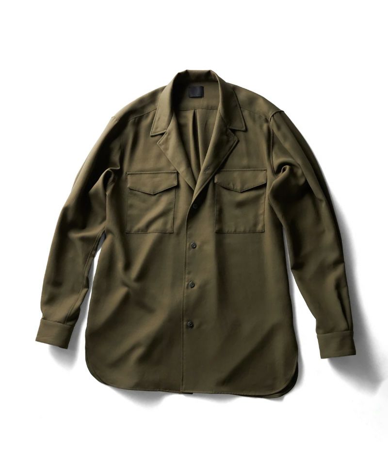 ＜山内＞強撚コットンローブ・テーラードカラーシャツ