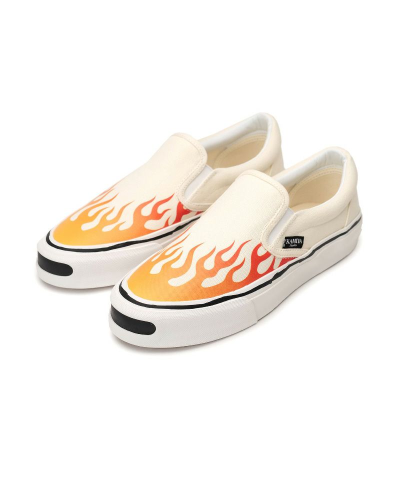 ＜KAMIYA＞"Cornell"Fire Pattern Vulcanized Slip on Sneaker