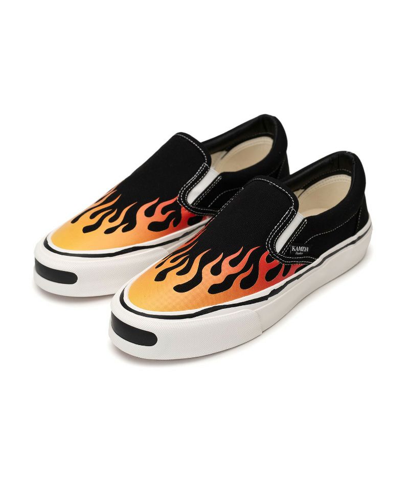 ＜KAMIYA＞"Cornell"Fire Pattern Vulcanized Slip on Sneaker