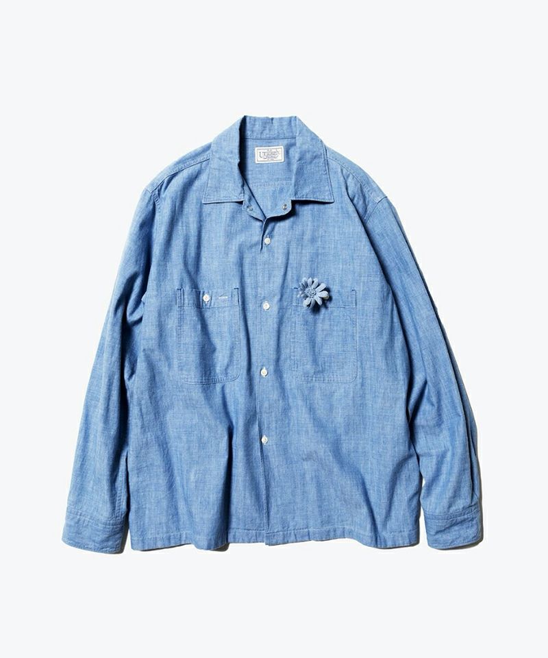＜Unlikely＞Unlikely Open Collar Work Chambray with Flower