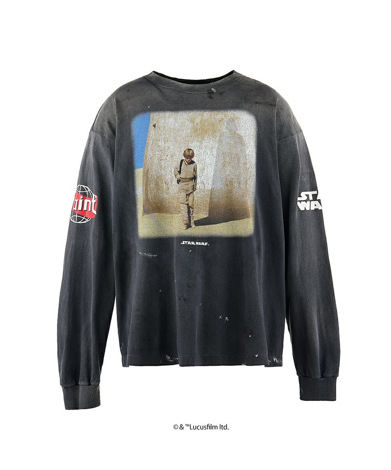 ＜SAINT MICHAEL＞SW_LS TEE / DARTHVADER / BLACK