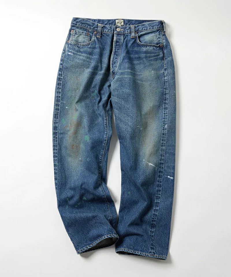 ＜GOLD＞ RECYCLED WASTE SUVIN COTTON YARN 14oz. DENIM 5POCKET STRAIGHT PANTS VINTAGE WASHED
