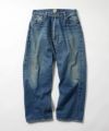 ＜GOLD＞ RECYCLED WASTE SUVIN COTTON YARN 14oz. DENIM 5POCKET WIDE PANTS VINTAGE WASHED
