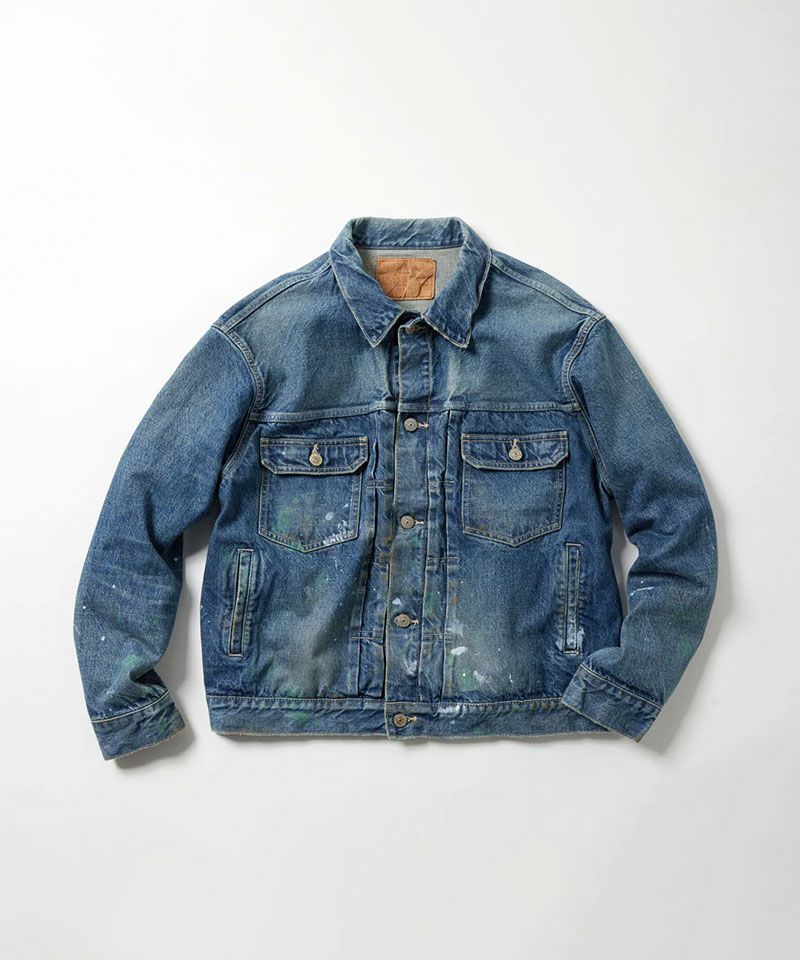 ＜GOLD＞RECYCLED WASTE SUVIN COTTON YARN 14oz. DENIM JACKET VINTAGE WASHED