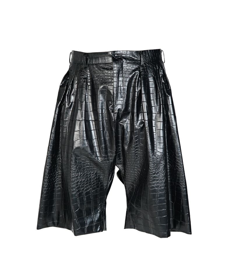 ＜COMME des GARCONS HOMME PLUS＞フェイクレザーエンボスB柄ショーツ (PO-P052-051)