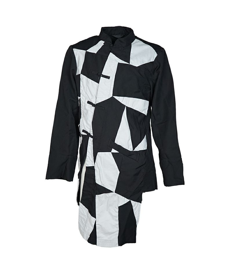 ＜BLACK COMME des GARCONS＞エステルツイル×綿ツイル パッチワーク 製品後加工 ジャケット (1O-J030-052)