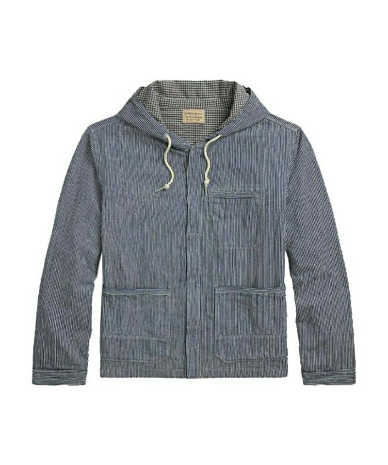 RRL＞Indigo Striped Twill Hooded Jacket (OTW16020168) | MAKES 