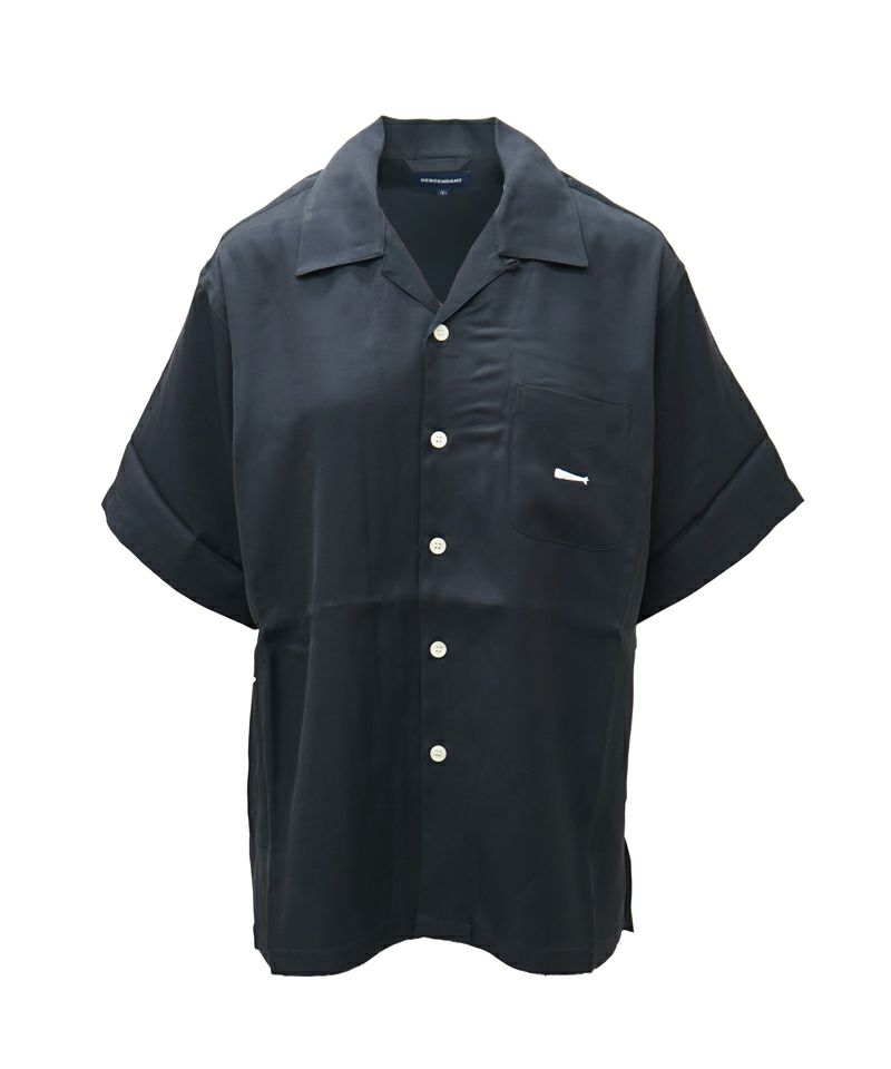 トップス DESCENDANT PIER SATIN SHIRT open collar DESCENDANT - PIER OPEN COLLAR SS SHIRT / PINK | Stripe