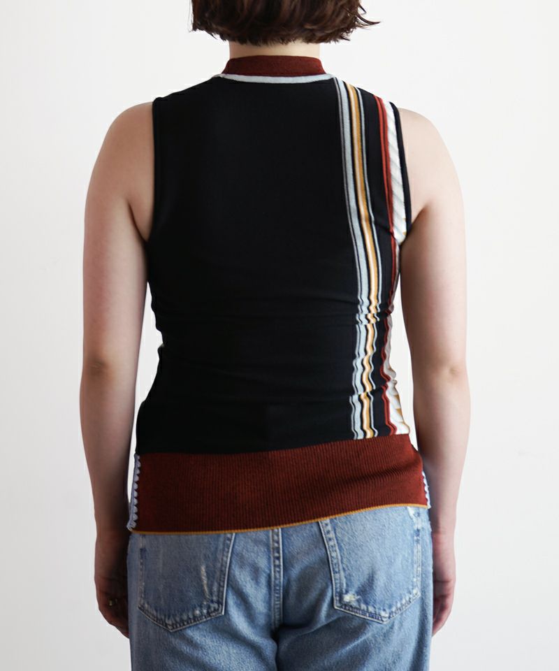 マメクロゴウチ　Sleeveless Scala Knit Tops マメクロゴウチ Sleeveless Scala Knit Tops Cotton Lace