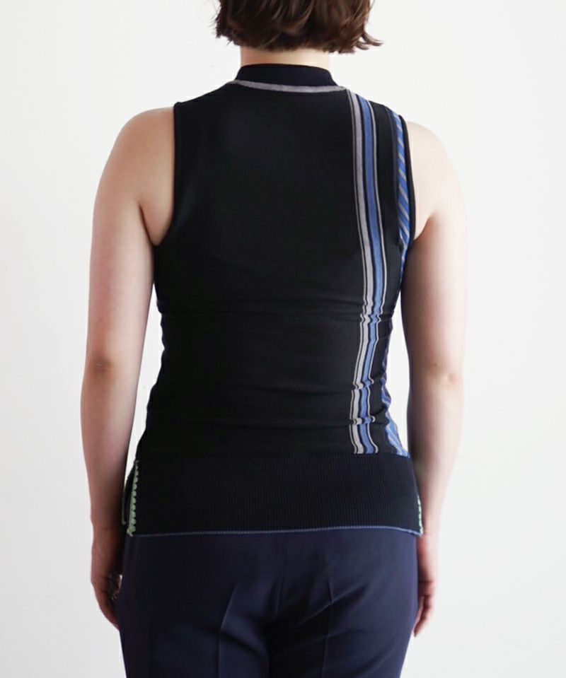 マメクロゴウチ　Sleeveless Scala Knit Tops マメクロゴウチ Sleeveless Scala Knit Tops Cotton Lace
